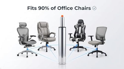 Office Chair Gas Lift Cylinder Replacement Kit, Class 4 Heavy Duty SGS Certified, 2” Chrome Gas Cylinder, Universal Fit for Office & Gaming Chairs