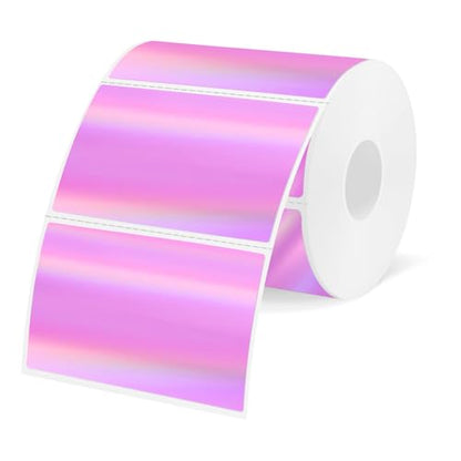 3x2 Inch Holographic Thermal Labels, Pink Thermal Sticker Labels, Rainbow Glitter Stickers for Price, Barcode, Mailing, Name, DIY Custom Logo Design, 200 Pcs/1 Roll - color: Holographic Pink, size: 2*3 inch