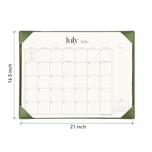 Simplified Desk Calendar 2026 with Desktop Mat, Cabbrix Large Desk Pad Calendar 21" x 16-1/2" Including January 2026 to June 2027, Desk Blotter Calendar for Home School and Office (Mint Green) - color: Mint Green