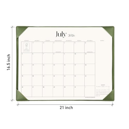 Simplified Desk Calendar 2026 with Desktop Mat, Cabbrix Large Desk Pad Calendar 21" x 16-1/2" Including January 2026 to June 2027, Desk Blotter Calendar for Home School and Office (Mint Green) - color: Mint Green