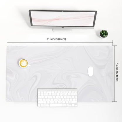 Colorful Star White Marble Waterproof Office Desk Mat, 31.5" x 15.7" - color: White Marble, size: 31.5" x 15.7"