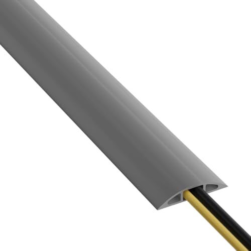D-Line 15ft Floor Cord Cover, Cable Protector, Hide Extension Cords, Protect Cords, Prevent Cable Trips, Heavy Duty Cord Hider - Cable Cavity = 0.63" (W) x 0.31" (H) - Gray - color: Gray, size: 15 Feet