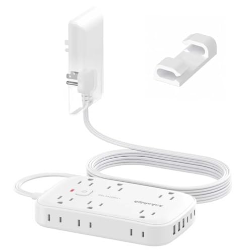10FT Extension Cord with Outlet Cover & Multi USB | Ultra Thin Plug Concealer with Cord & 12AC Outlet 6 USB (24W/4.8A), For Multiple Devices, for Behind Wall Furniture Couch TV - color: Invisible, size: 10FT