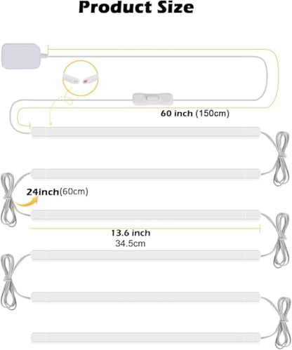 Cefrank 6-Pack Linkable Under Cabinet Lighting, 12" LED Shelf Light Bars - color: White