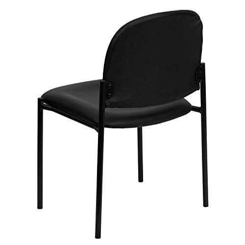 EMMA + OLIVER Black Vinyl Stackable Steel Side Reception Chair - color: Black Vinyl