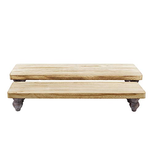 Ikee Design 2 Pcs Set Wooden Display Riser, Cupcake Dessert Display Riser - color: Oak