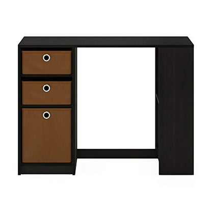 FURINNO Computer Study Writing Desk, Espresso, Model:15110EXBR - color: Espresso, size: With Bin Storage, 39.4 in. x 15.7 in.