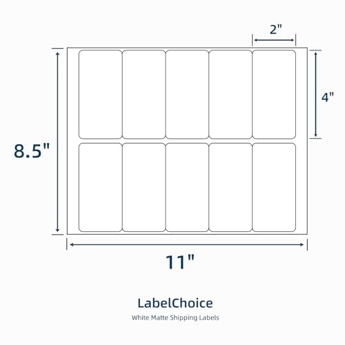 500 Sheets 5000 Pcs 2”x4” 10 Up Shipping Address Labels Compatible with Laser and Inkjet Printers, 2x4 10 Per Page Strong Adhesive Internet Mailing Shipping Labels - size: 2"x4"---500P