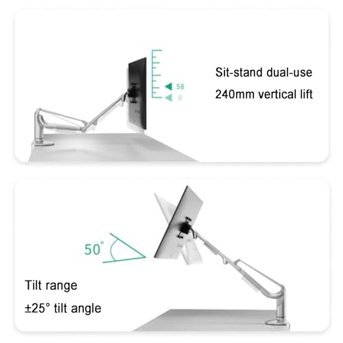 Single Monitor Desk Mount, Gas Spring Monitor Arm, Adjustable Height and Angle, with Clamp/Grommet Mounting Base, Support Max 34 Inch Computer Screen, Up to 10kg (A) - color: A