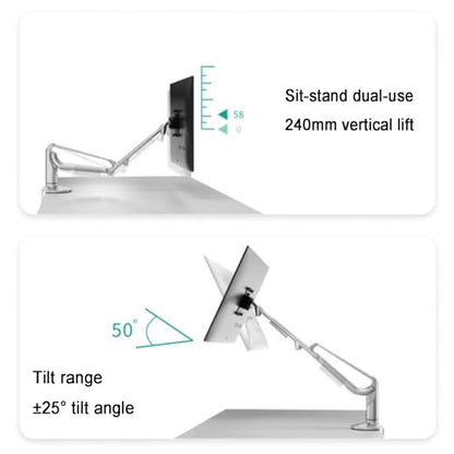 Single Monitor Desk Mount, Gas Spring Monitor Arm, Adjustable Height and Angle, with Clamp/Grommet Mounting Base, Support Max 34 Inch Computer Screen, Up to 10kg (A) - color: A
