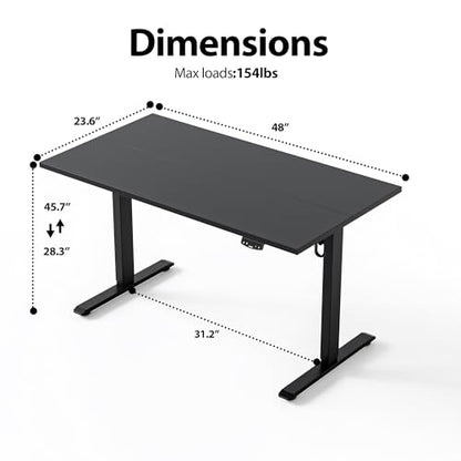 Agilestic Electric Height Adjustable Standing Desk, 48 Inch, Black - color: Black, size: 48x24 Inch