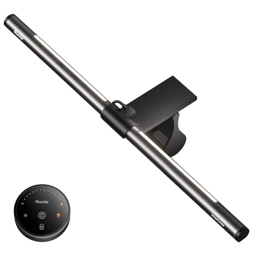 Quntis Computer Monitor Light Bar with Backlight, Desk Lamp with Remote | Eye-Care No Glare, Stepless Dimming Brightness & Color Temperature, Monitor Light for Home Office Gaming Reading Drawing Gray - color: Gray