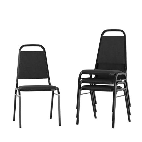 Flash Furniture Hercules Fabric Banquet Chair, Black, 4-Pack - color: Black Fabric/Black Frame, size: Set of 4