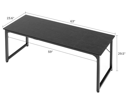 Huuger Modern Simple Office Desk, 63 Inch, Gaming & Writing Desk with Storage, Large Legroom, Metal Frame, Black - color: Black, size: 63inch