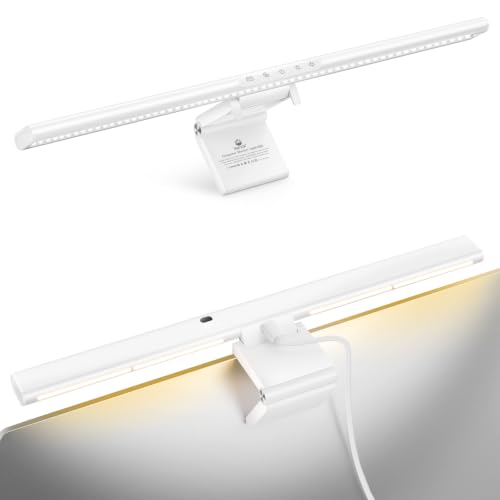 Syrinx Monitor Light Bar for Home Office & Gaming, Eye-Caring Computer Monitor Lamp, No Glare Screen Light, CRI95+, Stepless Brightness & Color Temp Adjustment, USB Powered, for Flat & Curved Monitors - color: White