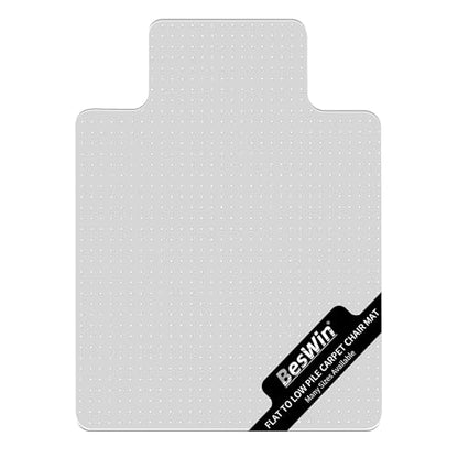 BesWin Office Chair Mat for Low Pile Carpets, Clear, 36" x 48" with Lip - size: 48" X 36" Rectangle with Lip (for Carpet)