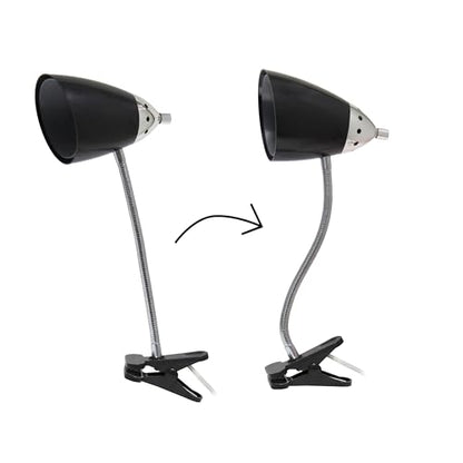 Simple Designs LD2001-BLK-LB 17.5" Flossy Flexible Gooseneck Clip Light Desk Lamp with LED Bulb, Black - color: Black