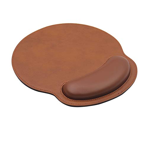 Brown Mouse Pad Leather Wrist Rest Support, Ergonomic Memory Foam Mouse Pad | Wrist Rest with Non Slip Rubber Base, Durable, Comfortable Mousepad for Computer Pain Relief at Home, Office, Work Travel - color: Brown