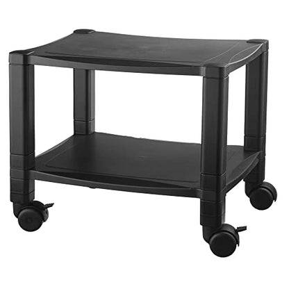 Kantek Mobile Printer Stand Cart, 2 Shelf with Drawer, Adjustable Height, Cable Management, Locking Casters, 17" x 13.25" x 14.12" - size: 17-Inch Standard, style: 2-Shelf