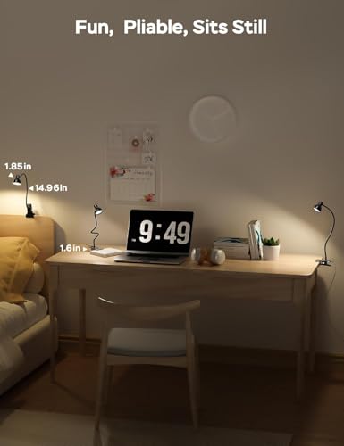 Clip on Light Reading Light for Bed 3 Color Modes Black | 10 Dimmable Brightness Eye Care Clamp Desk Lamp 360° Flexible Desk Book Light for Reading Bed Headboard Computer - color: Black