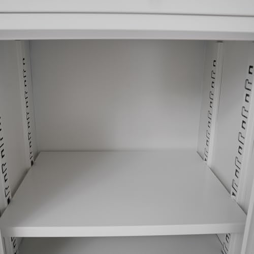 Metal Storage Cabinet with Lock, Under Desk Office Cabinet, Vertical File Cabinet, Printer Stand, Locking Filing for Home Office (White)
