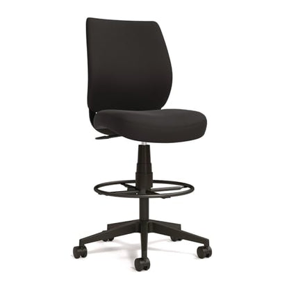 Alera Wessex Drafting Stool, Drafting Chair, Adjustable Seat Height, Foot Rest Ring, Removable Arms, Supports Up to 275 lb, Black