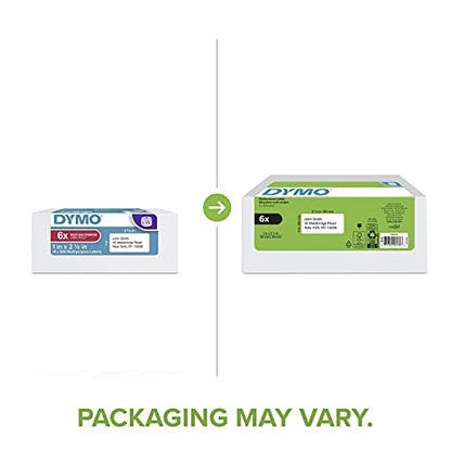 DYMO Authentic LW Multi-Purpose Labels for LabelWriter Label Printers, White, 1" x 2-1/8", 6 rolls of 500 (3000 Total) - size: 6 Rolls