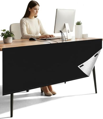 Under Desk Privacy Panel with Table Cable Management, 48in | Self-Adhesive Design with Cable Storage, Silver Plated Inner Side - size: Medium