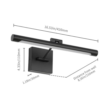 Joosenhouse LED Picture Light Fixtures 16.53" Inches Long Modern Black Wall Lamps with Rotatable Lighting Tube Picture Frame Lights for Paintings 7W(50W Eqv.) Hardwired Connection 3000K - color: Black, size: Dimmable 16.53" Long