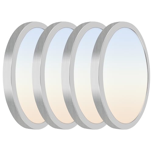 Hlite 12 Inch Flush Mount LED Ceiling Light,2400LM,3CCT,4 Pack | 24W 3000K/4000K/5000K Selectable,Low Profile Ceiling Light Fixtures for Kitchen Bedroom Hallway Laundry Room Closet,Nickel - color: Brush Nickel, size: 12 inch-4