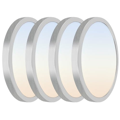 Hlite 12 Inch Flush Mount LED Ceiling Light,2400LM,3CCT,4 Pack | 24W 3000K/4000K/5000K Selectable,Low Profile Ceiling Light Fixtures for Kitchen Bedroom Hallway Laundry Room Closet,Nickel - color: Brush Nickel, size: 12 inch-4