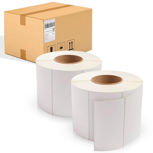 ABC PACK & SUPPLY Thermal Transfer Labels 5 x 3 Inch, White Matte Shipping Labels, 3" Core, Perforated, 1950 Labels per Roll, 4 Rolls, Permanent Adhesive, Industrial Printer Compatible - style: 5" x 3" / 7800 Pack