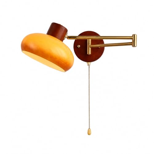KCO Lighting Vintage Gold Globe Glass Swing Arm Wall Sconce with Pull Chain - color: 20cm Orange