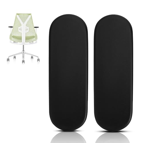 Armrest Pads Caps Replacement Compatible with Herman Miller Sayl Office Chair Fixed and Height Adjustable, Black Vinyl (1-Pair) - color: Black