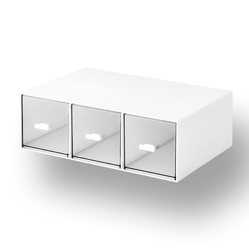 Desk Organizer 3 Drawers, Stackable Makeup Organizer, Small Toolbox | 1 Teir White, Plastic Mini Drawers, Pen Storage Box, Tabletop Craft Storage, Office Supply Organizer, Vanity Organizer - color: 1 Tall Layer & 3 Drawers, White