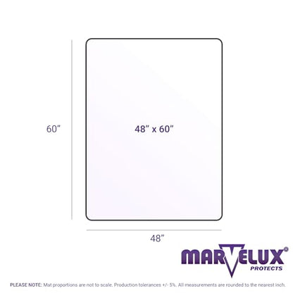 Marvelux Large Office Chair Mat for Standard Pile Carpets, 48" x 60", Rectangular Clear Carpeted Floor Protector Mat for Under Office Desks, Durable Eco-Friendly Enhanced Polymer - size: 48" x 60"