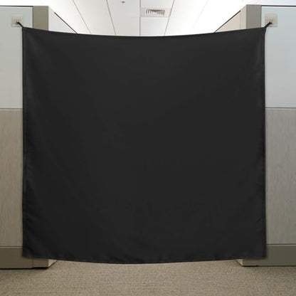 Pinkunn 40 x 48 Inch Office Cubicle Curtain with Stainless Steel Self Adhesive Hook Portable Privacy Door Partition Room Office Divider(Black) - color: Black