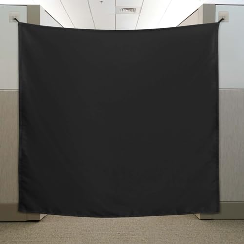 Pinkunn 40 x 48 Inch Office Cubicle Curtain with Stainless Steel Self Adhesive Hook Portable Privacy Door Partition Room Office Divider(Black) - color: Black