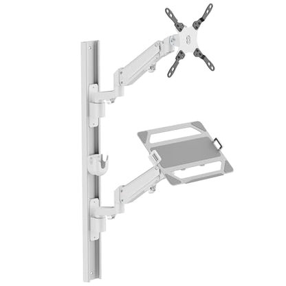 ZeboZap ZLTV8022 Wall Monitor Mount with Keyboard Tray | Fits 17 to 43 Inch | Single Monitor Wall Mount with Laptop Tray | Home Office, Bedside, Healthcare | White | 26.4 lbs