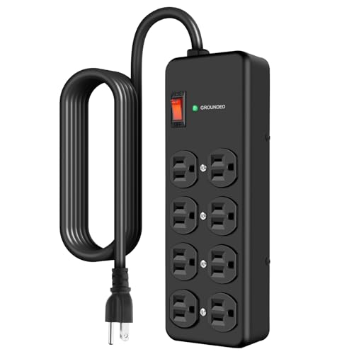 HEZI 15Amp Heavy Duty Surge Protector, 8 Outlets, 14 AWG 10FT - size: 10FT, style: 15A