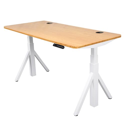 ApexDesk Quattro Series 60" Electric Adjustable Standing Computer Desk for Home and Office Width and Height Adjustable, Rectangular Canary White Frame - color: Canary-white Rectangular, size: 60" Rectangular