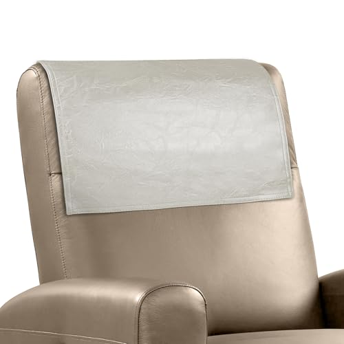 Recliner Headrest Protector Faux Leather Headrest Cover for Recliner Chair Couch Headrest Cover for Furniture Sofa Protector Chair Arm Covers for Home Office 17 x 27In(Beige) - color: Beige, size: 43x69 Cm