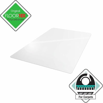 Floortex Polycarbonate Chair Mat 47" x 35" for Low/Medium Pile Carpets, Clear - size: 35" x 47"