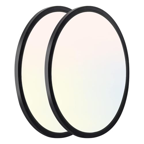 hykolity 9 Inch Selectable CCT LED Round Flat Panel Light,1800LM,2 Pack | 18W 3000K/4000K/5000K, Edge-Lit Flush Mount Ceiling Light Fixture for Kitchen, Bedroom, Laundry and Closet Room,Black - color: Black, size: 9 inch