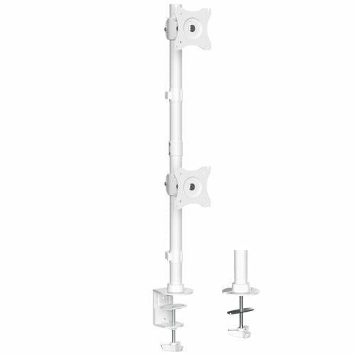 VIVO Dual Monitor Desk Mount Stand with Height Adjustment and VESA Plates for 2 LCD Ultrawide Screens up to 34 inches, Stacked Array, STAND-V002RW - color: White, size: up to 34" screens