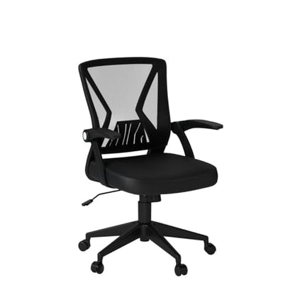 Mesh Office Chair Ergonomic Mid Back Swivel Black Mesh Desk Chair Flip Up Arms with Lumbar Support Computer Chair Adjustable Height Task Chairs