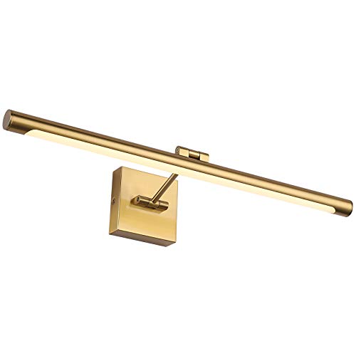 LED Picture Light Fixtures 24.4 Inches, Full Metal Artwork Wall Lamp with Single Swing Arm, 14W (70W Eqv.), Hardwired Connection, Dimmable, 3000K Warm White, CRI95+, Golden-Like Brass Finish - color: Brass, size: Dimmable 24.4" Long