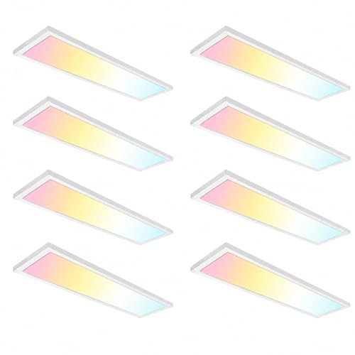 8 Pack 1x4 LED Flat Panel Light, 50W 6250LM Surface Mount Ceiling Fixture, 5CCT (3000K/3500K/4000K/5000K/6500K), 10-100% Triac Dimmable 120V for Kitchen, Garage, Office, Basement - size: 8 PACK