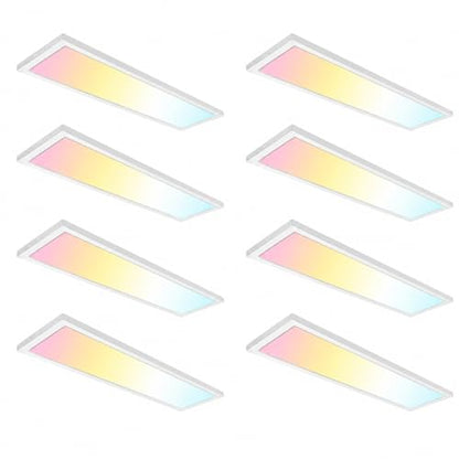 8 Pack 1x4 LED Flat Panel Light, 50W 6250LM Surface Mount Ceiling Fixture, 5CCT (3000K/3500K/4000K/5000K/6500K), 10-100% Triac Dimmable 120V for Kitchen, Garage, Office, Basement - size: 8 PACK