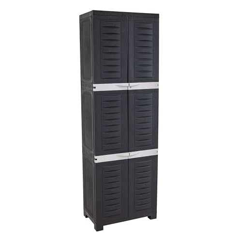 Sunnydaze 72" Garage Storage Cabinet with Locking Doors & Shelves, Shadow - color: Shadow, style: No Drawer - 72" H